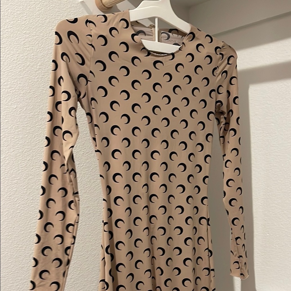 Marine Serre Tan and Black Crescent Moon Bodysuit